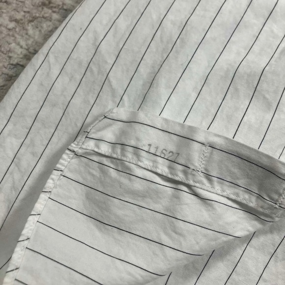 Saks Fifth Avenue Mens White Striped Cotton Broadcloth Dress Shirt 16-33 Vintage - Picture 5 of 13